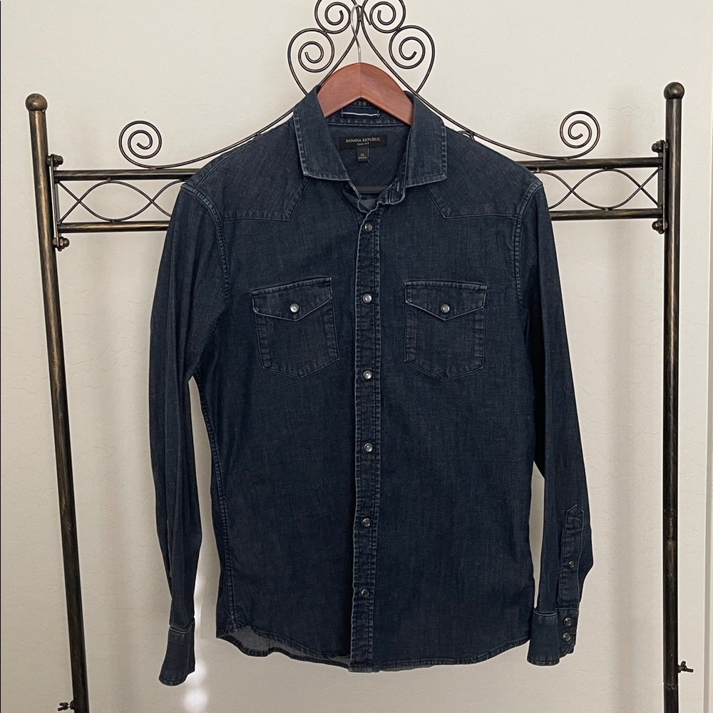 Denim Button Down Shirt.